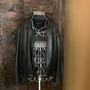 Joseph and Feiss Black Leather bomber Jacket size XL